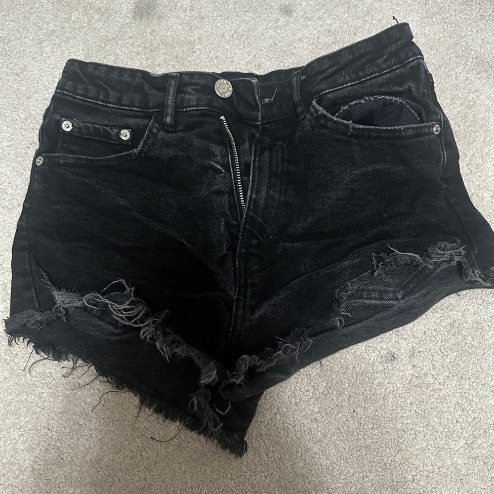 Womens Zara Black Denim Shorts